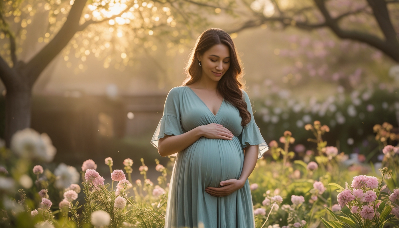 Frau in natürlicher Umgebung für alternative Methoden schwanger werden mit RTT ganzheitlichem Ansatz