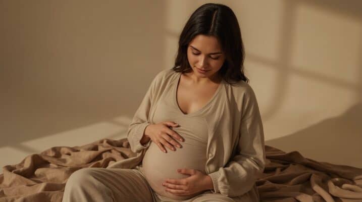 Schwangere Frau bei mentaler Vorbereitung auf Geburt durch RTT Kinderwunsch Hypnose und Mentaltraining