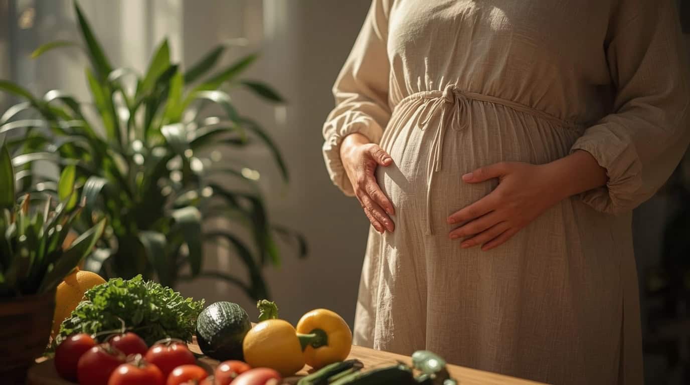 Frau bereitet sich auf Schwangerschaft vor mit gesunder Ernährung und RTT-Mentaltraining für Kinderwunsch