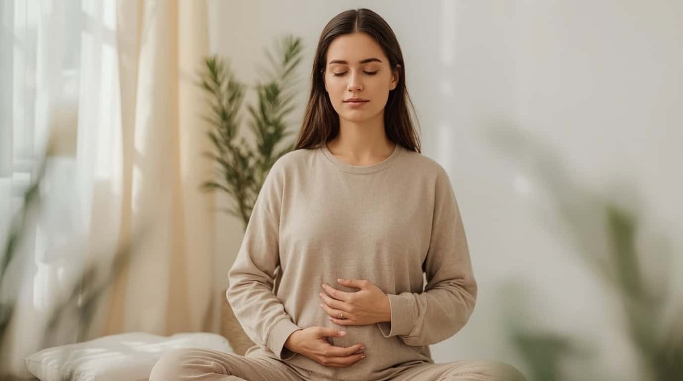 Frau in Meditation beim Kinderwunsch Mentaltraining mit RTT-Methode zur emotionalen Unterstützung