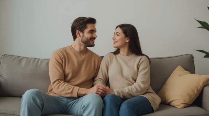 Liebevolles Paar hält Händchen und stärkt ihre Beziehung während der Kinderwunschreise mit emotionaler Unterstützung