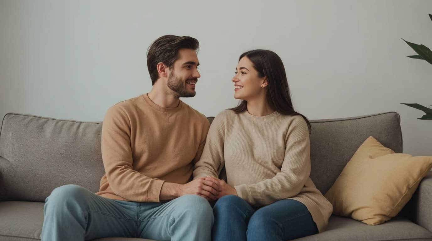 Liebevolles Paar hält Händchen und stärkt ihre Beziehung während der Kinderwunschreise mit emotionaler Unterstützung